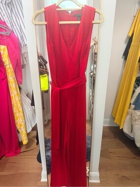 Ralph Lauren Red Sleeveless Wrap Jumpsuit